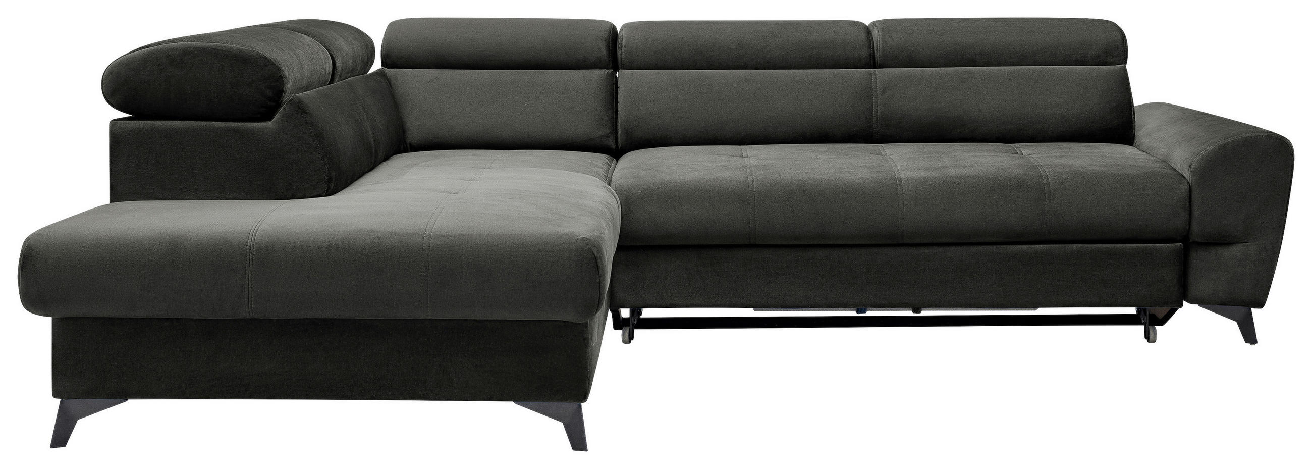 ECKSOFA Schwarz Velours  - Schwarz, MODERN, Textil/Metall (212/272cm) - MID.YOU