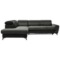 ECKSOFA Schwarz Velours  - Schwarz, MODERN, Textil/Metall (212/272cm) - MID.YOU