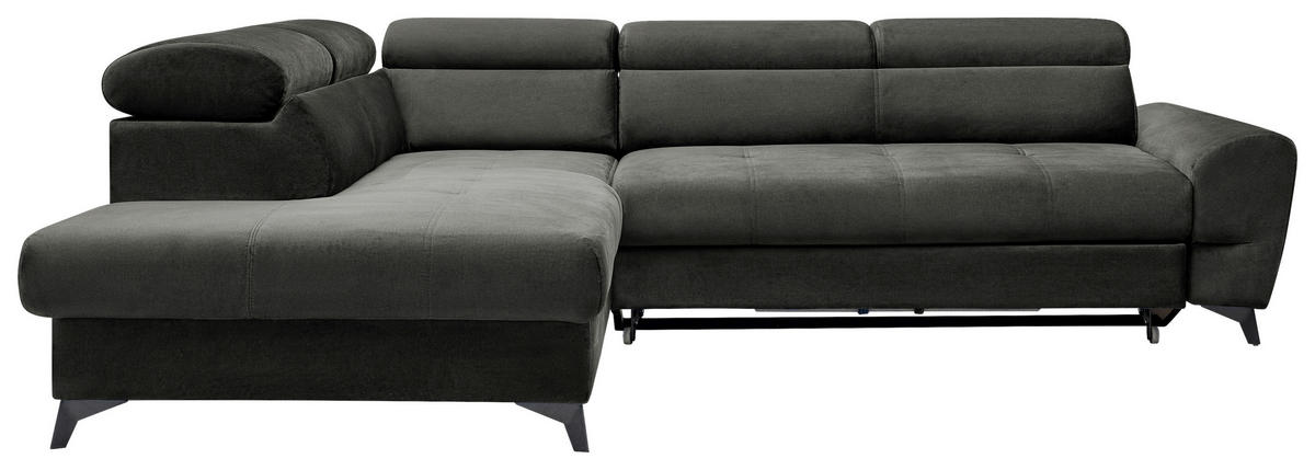 ECKSOFA Schwarz Velours  - Schwarz, MODERN, Textil/Metall (212/272cm) - MID.YOU