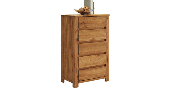 KOMMODE Wildeiche, Kerneiche massiv geölt Eichefarben - Eichefarben, KONVENTIONELL, Holz (64,3/103,5/40cm) - Linea Natura