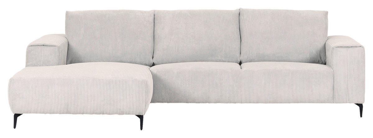 ECKSOFA in Cord Naturfarben  - Schwarz/Naturfarben, Konventionell, Textil/Metall (170/285cm) - Carryhome