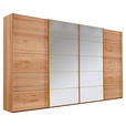 SCHWEBETÜRENSCHRANK 330/217/67 cm 4-türig  - Eichefarben, Design, Glas/Holz (330/217/67cm) - Linea Natura