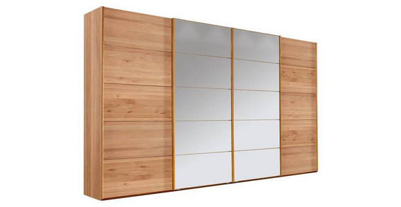 SCHWEBETÜRENSCHRANK 330/217/67 cm 4-türig  - Eichefarben, Design, Glas/Holz (330/217/67cm) - Linea Natura