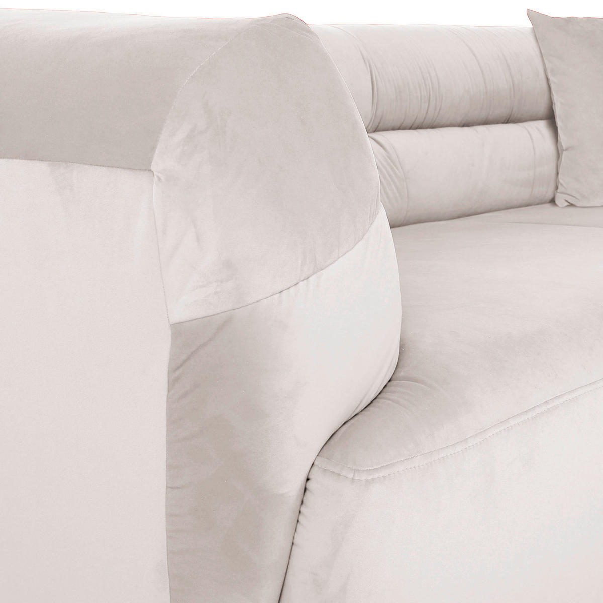 BIGSOFA Samt Creme  - Creme/Schwarz, KONVENTIONELL, Kunststoff/Textil (240/73/100cm) - Carryhome
