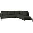 ECKSOFA in Flachgewebe, Struktur Anthrazit  - Anthrazit, Design, Textil/Metall (254/230cm) - Ambiente