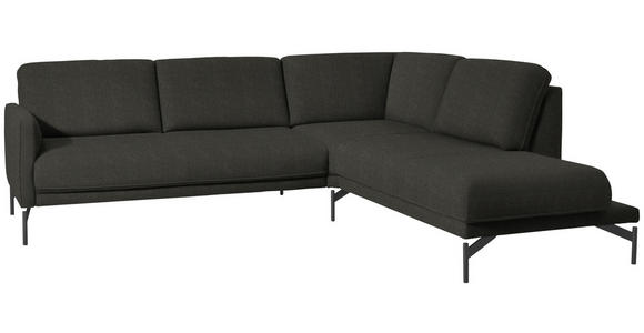 ECKSOFA in Flachgewebe, Struktur Anthrazit  - Anthrazit, Design, Textil/Metall (254/230cm) - Ambiente