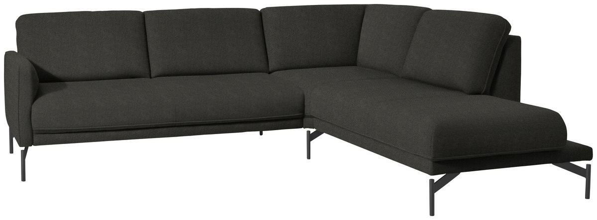 ECKSOFA in Flachgewebe, Struktur Anthrazit  - Anthrazit, Design, Textil/Metall (254/230cm) - Johann Jakob