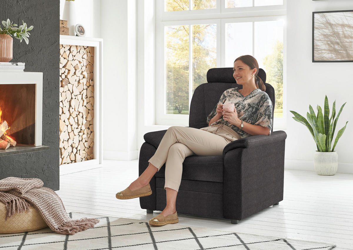 FERNSEHSESSEL in Chenille Graubraun  - Graubraun/Schwarz, KONVENTIONELL, Kunststoff/Textil (90/96/89cm) - Beldomo Comfort