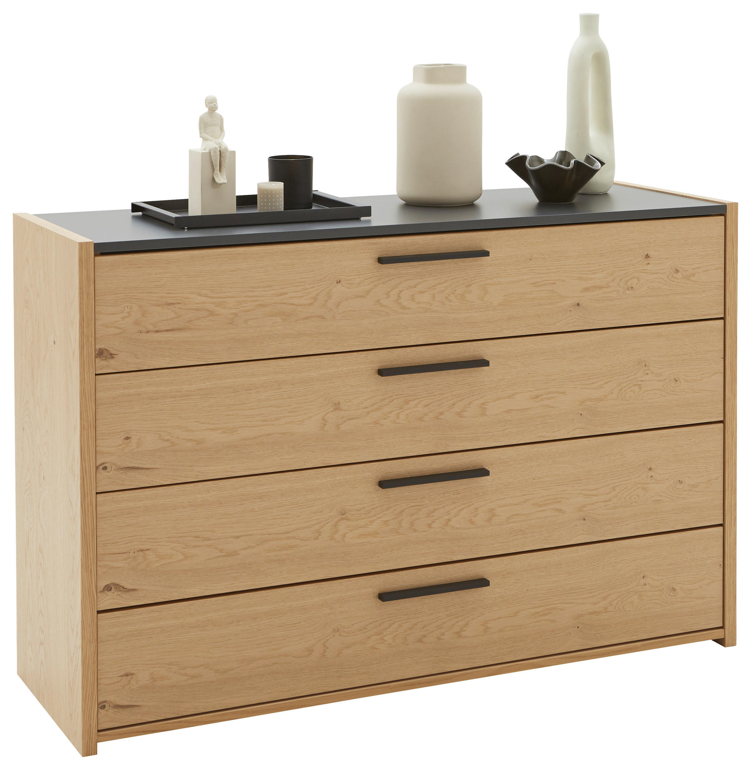 SIDEBOARD Neva  in 125,2/82,7/46 cm  - Eichefarben/Anthrazit, KONVENTIONELL, Holzwerkstoff/Metall (125,2/82,7/46cm) - Dieter Knoll