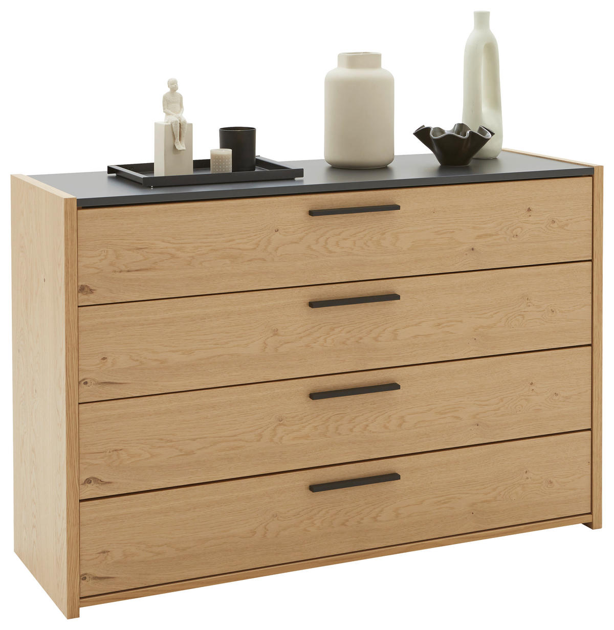 SIDEBOARD Neva  in 125,2/82,7/46 cm  - Eichefarben/Anthrazit, KONVENTIONELL, Holzwerkstoff/Metall (125,2/82,7/46cm) - Dieter Knoll