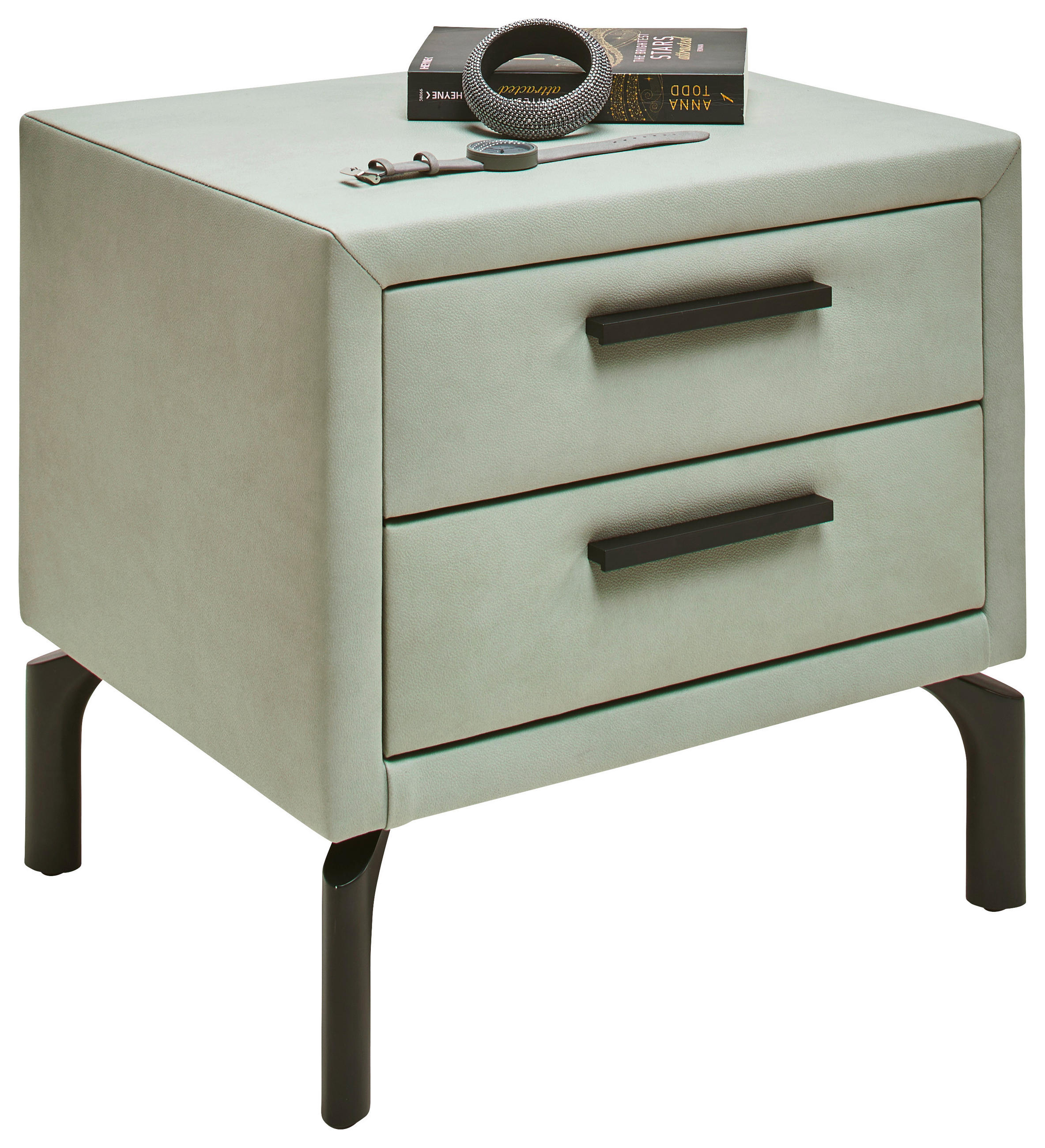 NACHTSCHRANK 49/32,5/41 cm  - Schwarz/Mintgrün, Basics, Textil/Metall (49/32,5/41cm) - Dieter Knoll