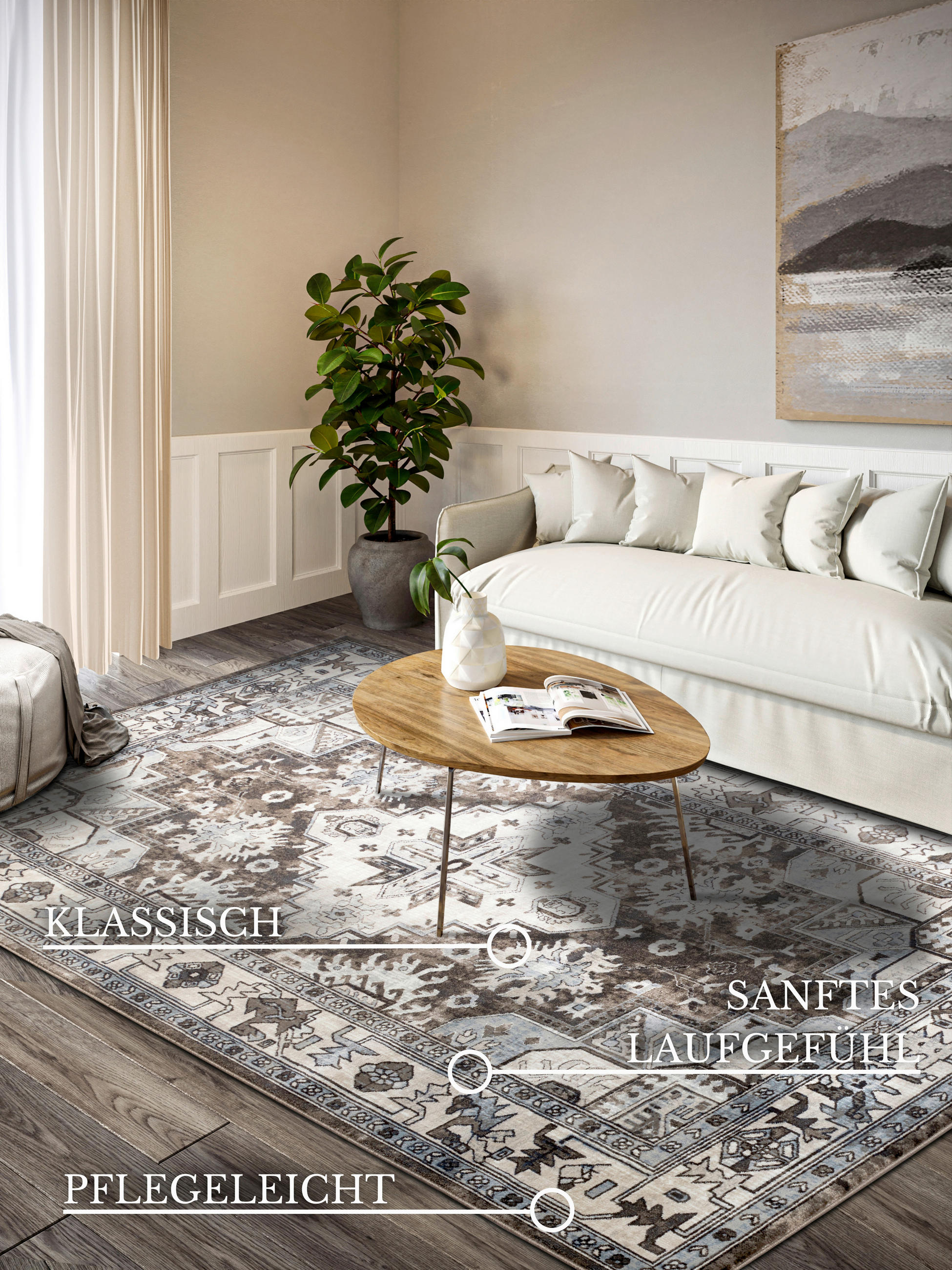 FLACHWEBETEPPICH 200/280 cm Kollektion 1869 Braun, Creme  - Creme/Braun, Design, Kunststoff/Textil (200/280cm) - Villeroy & Boch