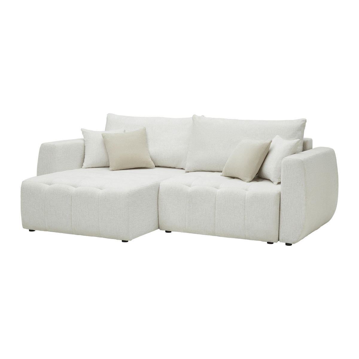 SCHLAFSOFA in Chenille, Jacquard Creme  - Beige/Creme, Kunststoff/Textil (245/74-90/104cm) - MID.YOU