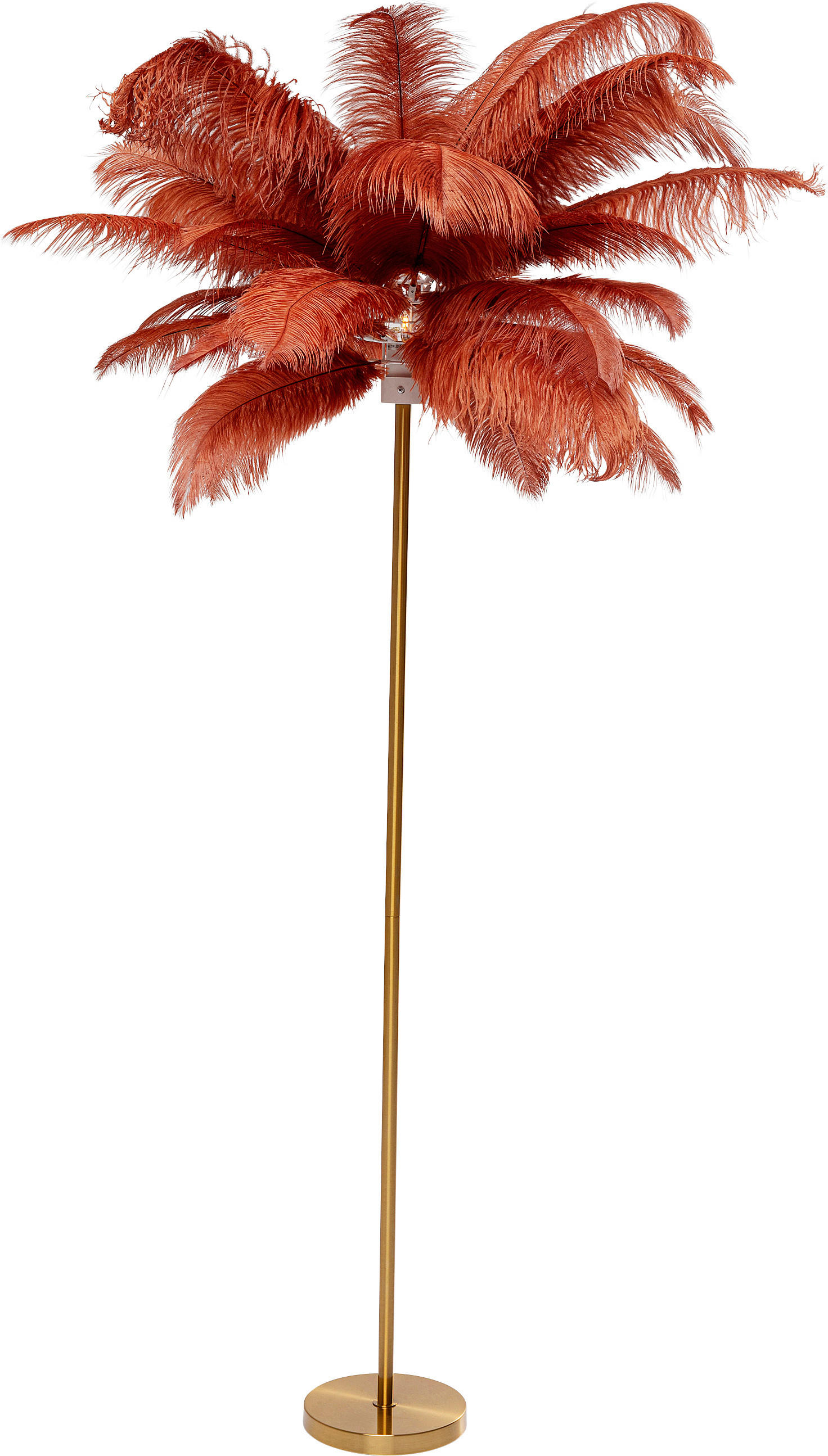 STEHLEUCHTE  65/165/65 cm   - Rot/Messingfarben, MODERN, Naturmaterialien/Metall (65/165/65cm) - Kare-Design