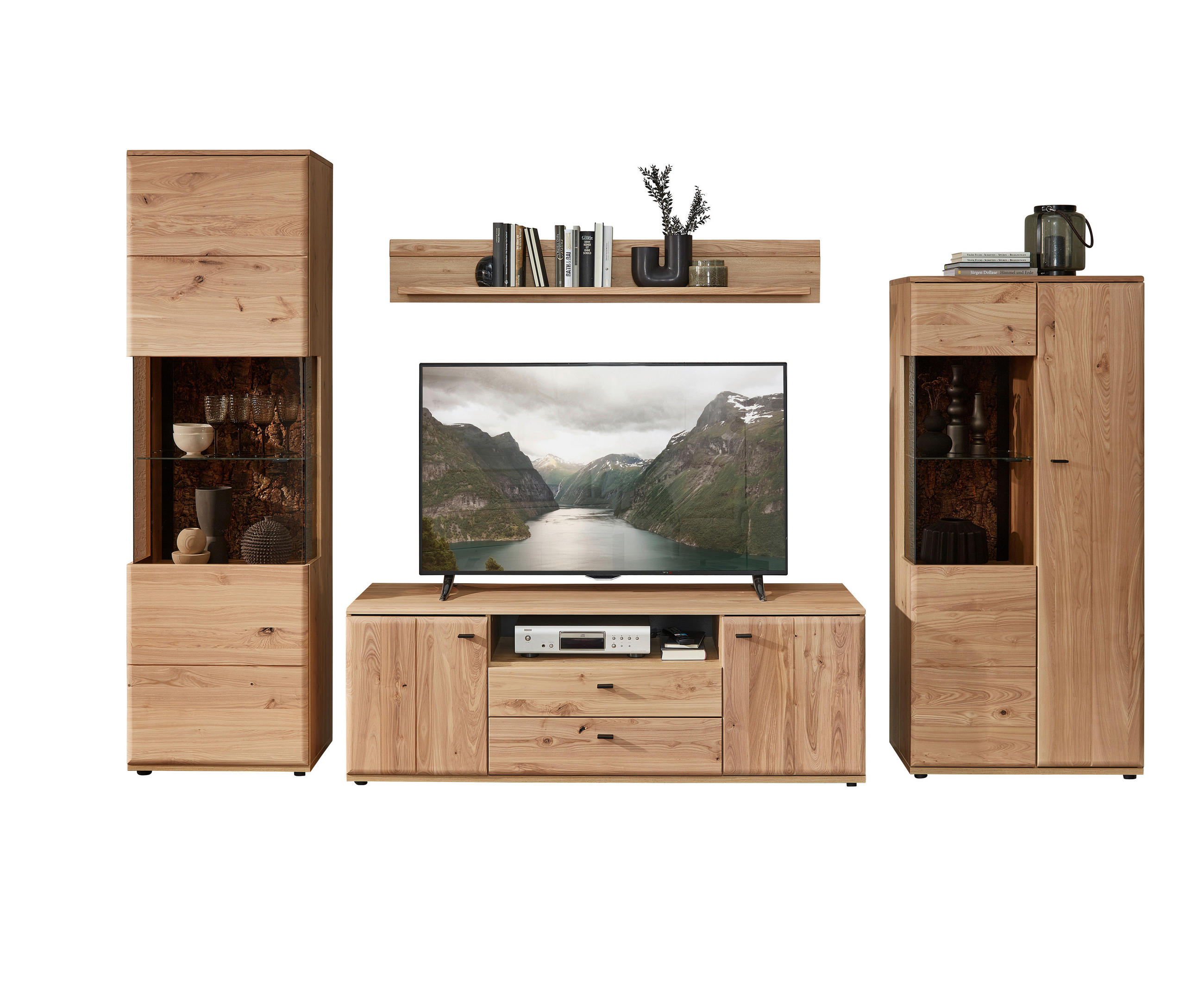WOHNWAND  331/205/50 cm  in Braun, Eschefarben, Eiche Artisan  - Eschefarben/Anthrazit, Natur, Glas/Holz (331/205/50cm) - Cantus