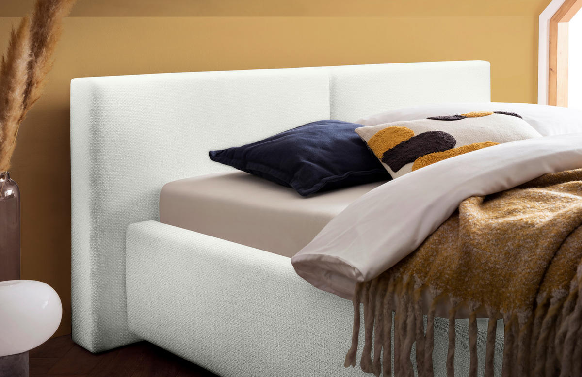 POLSTERBETT 140/200 cm  Weiss  - Weiss, Basics, Holz/Textil (140/200cm) - Boxxx