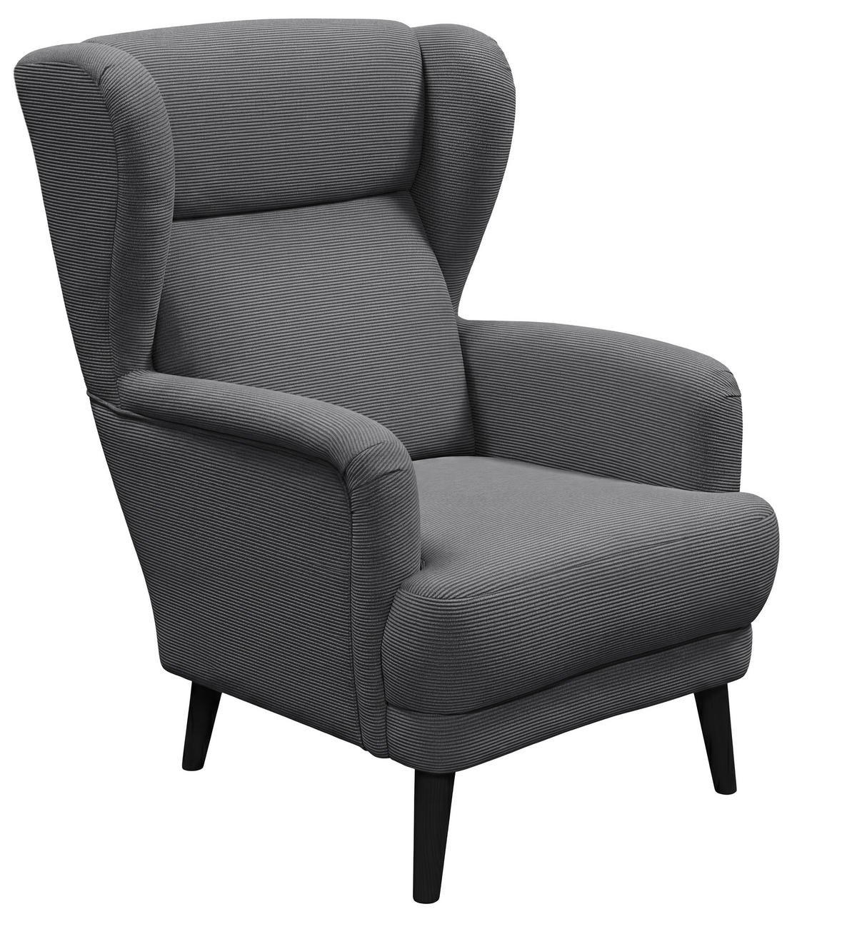 SESSEL in Cord Anthrazit  - Anthrazit/Schwarz, MODERN, Holz/Textil (74/106/94cm) - MID.YOU