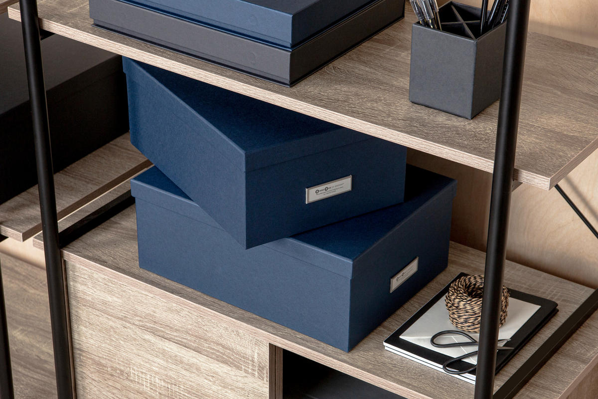 AUFBEWAHRUNGSBOX 34/25/14 cm  - Dunkelblau, Basics, Karton/Papier (34/25/14cm)