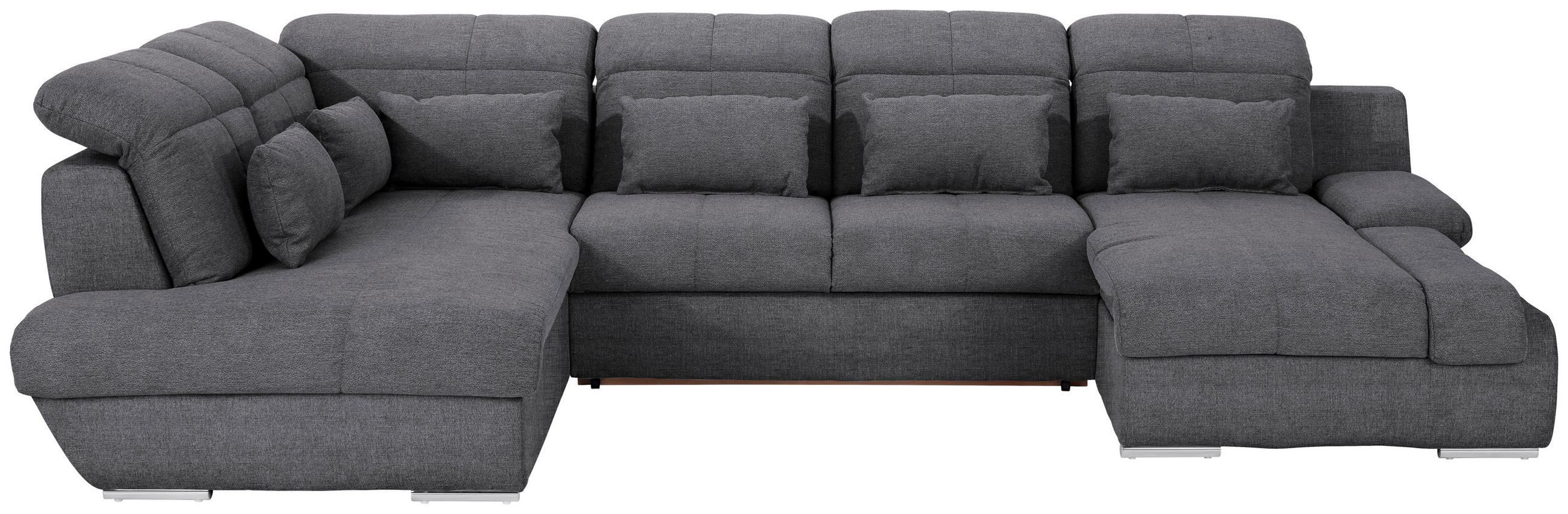 WOHNLANDSCHAFT Dunkelgrau Mikrofaser  - Chromfarben/Dunkelgrau, MODERN, Textil/Metall (228/345/184cm) - MID.YOU