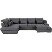WOHNLANDSCHAFT Dunkelgrau Mikrofaser  - Chromfarben/Dunkelgrau, MODERN, Textil/Metall (228/345/184cm) - MID.YOU