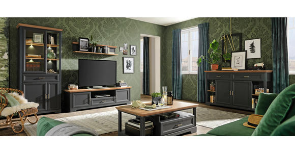 TV-ELEMENT 193/54/51 cm - Eichefarben/Graphitfarben, ROMANTIK / LANDHAUS, Holzwerkstoff/Metall (193/54/51cm) - Hom`in