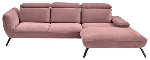 ECKSOFA in Cord Altrosa  - Schwarz/Altrosa, Design, Textil/Metall (301/202cm) - Moderano