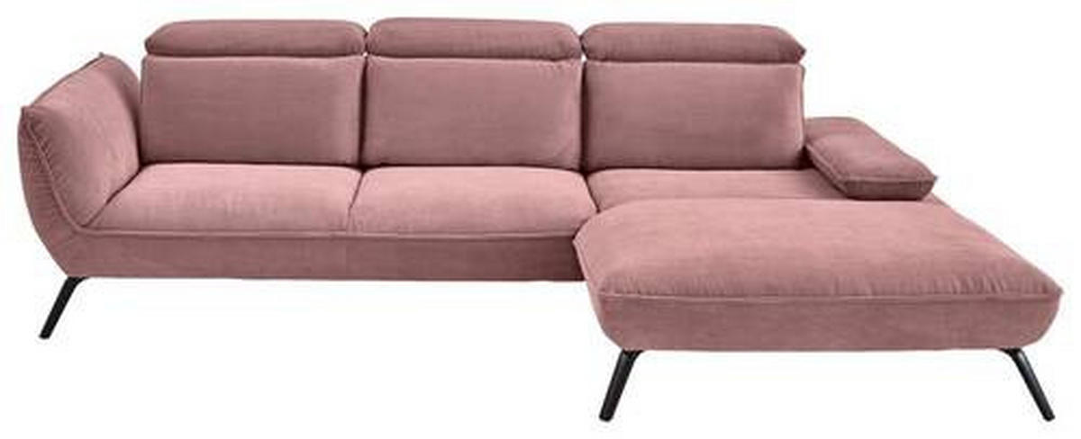 ECKSOFA in Cord Altrosa  - Schwarz/Altrosa, Design, Textil/Metall (301/202cm) - Moderano