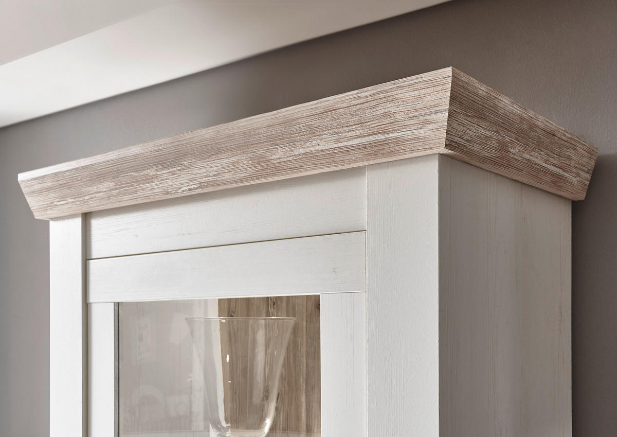 VITRINE in Pinienfarben  - Schwarz/Pinienfarben, Design, Holzwerkstoff/Metall (71/146/37cm) - MID.YOU