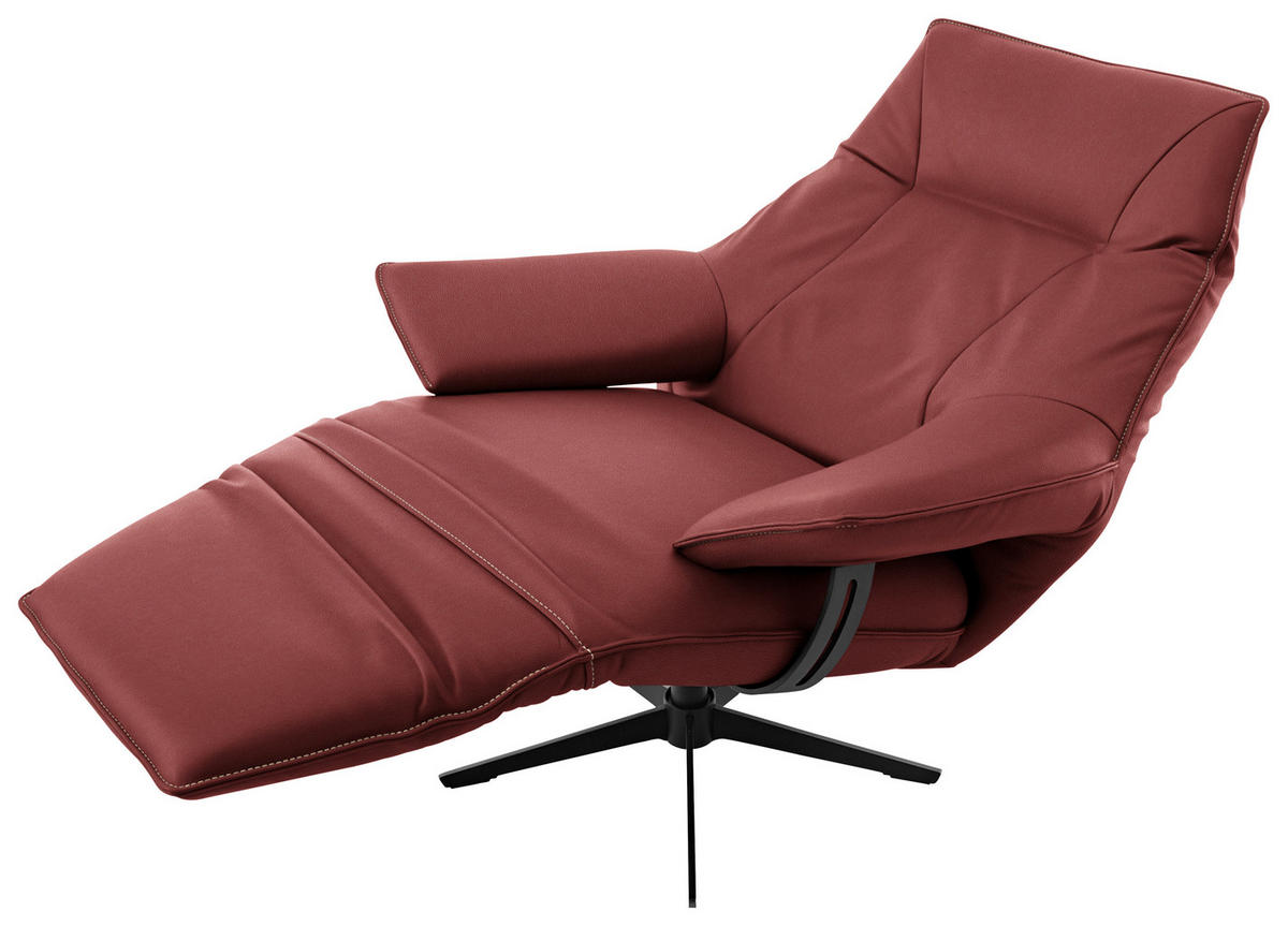 RELAXSESSEL in Leder Weinrot  - Beige/Weinrot, Design, Leder/Metall (92/79/82cm) - Dieter Knoll