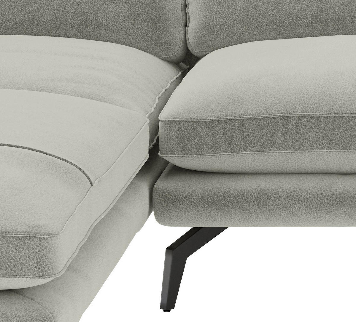 ECKSOFA in Flachgewebe Hellgrau  - Hellbraun/Hellgrau, Design, Textil/Metall (202/250cm) - Livetastic