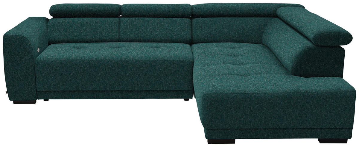ECKSOFA in Struktur Petrol  284/205 cm  - Petrol/Schwarz, Design, Kunststoff/Textil (284/205cm) - Xora