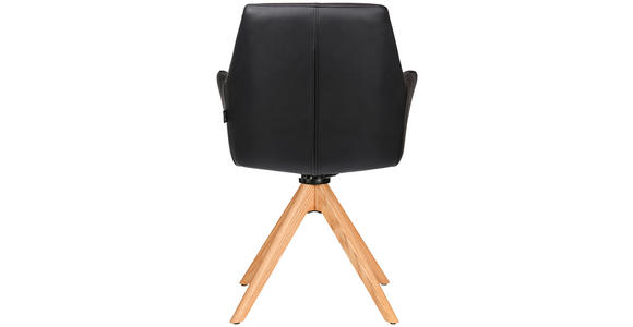 ARMLEHNSTUHL in Echtleder pigmentiert - Eichefarben/Schwarz, KONVENTIONELL, Leder/Holz (59,5/87,5/63cm) - Novel