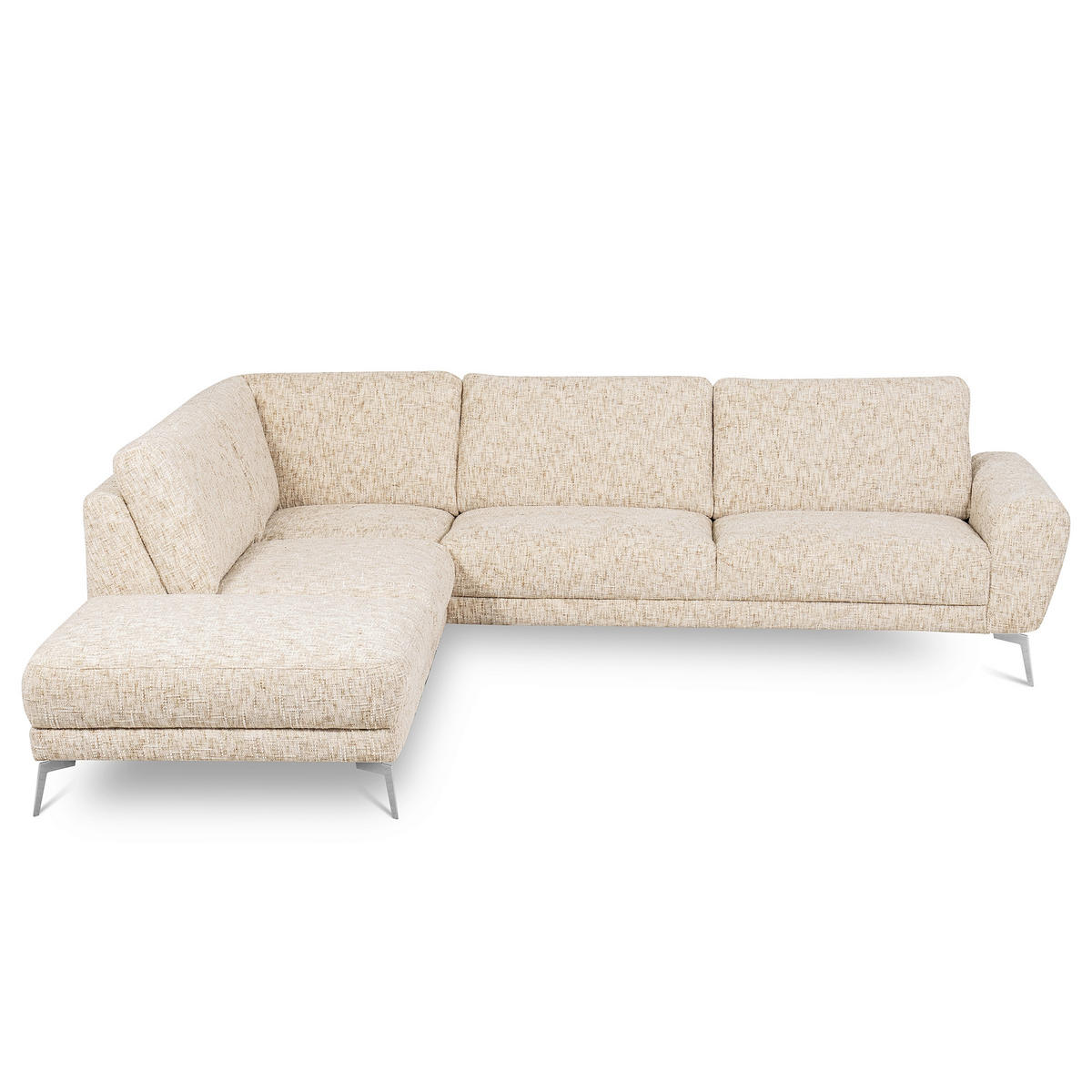 ECKSOFA  Webstoff Beige  - Chromfarben/Beige, Design, Textil/Metall (250/273cm) - Livetastic