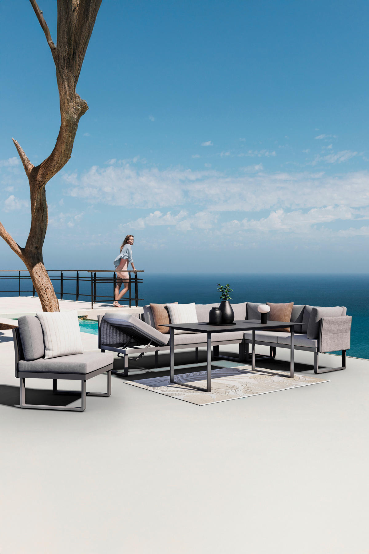 LOUNGE SOFA   antracit, svijetlo siva, tamno siva  - tamno siva/svijetlo siva, Design, metal/tekstil (201/74/76cm) - Amatio
