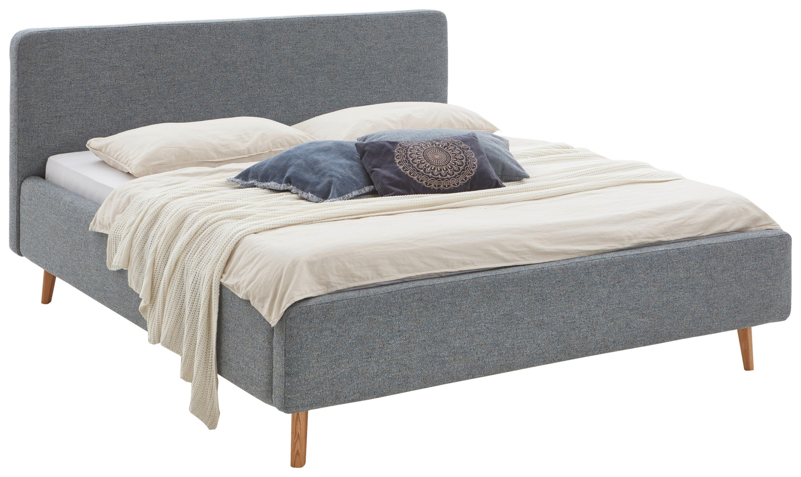 POLSTERBETT 180/200 cm,  in Türkis, Lattenrost, Bettkasten,  - Türkis/Eichefarben, Design, Holz/Textil (180/200cm) - Xora