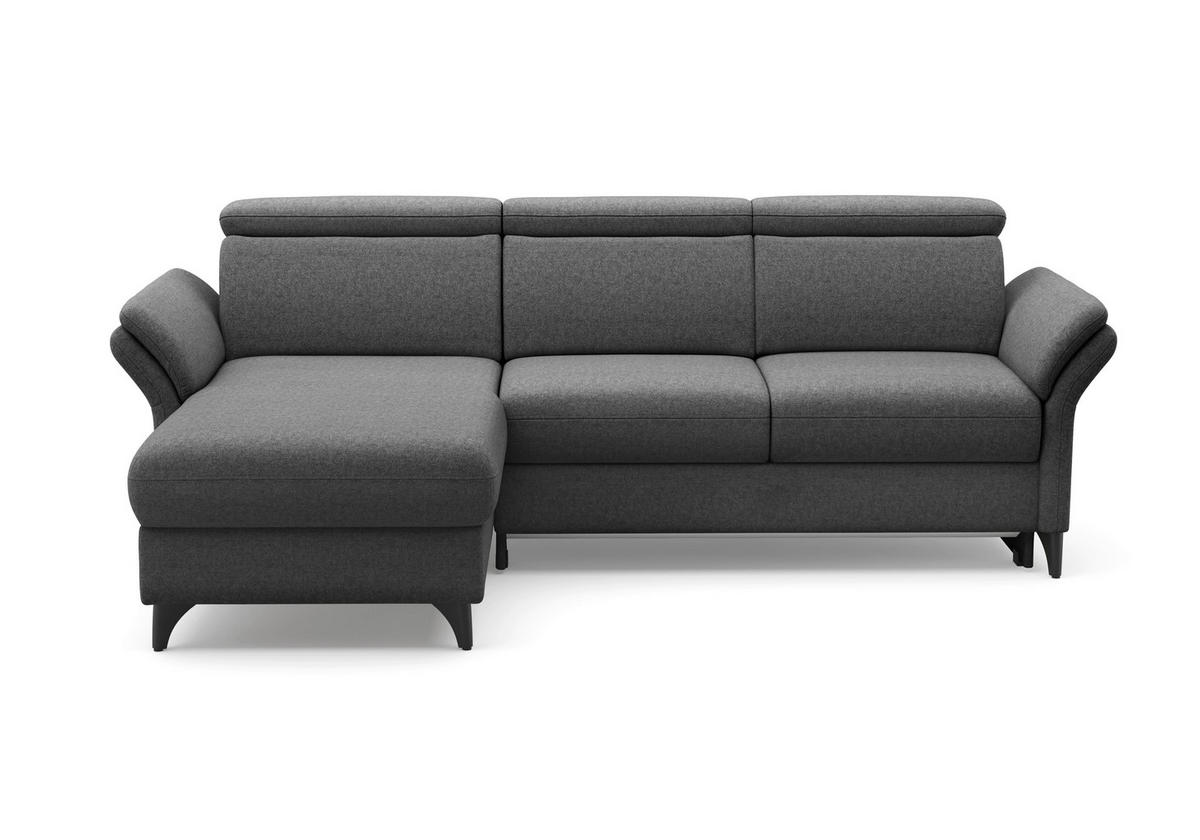 ECKSOFA Flachgewebe Dunkelgrau  - Dunkelgrau/Schwarz, Konventionell, Textil/Metall (166/253cm) - Sit & More