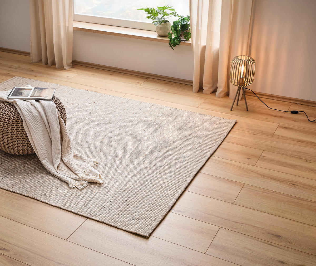 HANDWEBTEPPICH 130/190 cm Beige rechteckig  - Beige, Basics, Textil (130/190cm) - Linea Natura