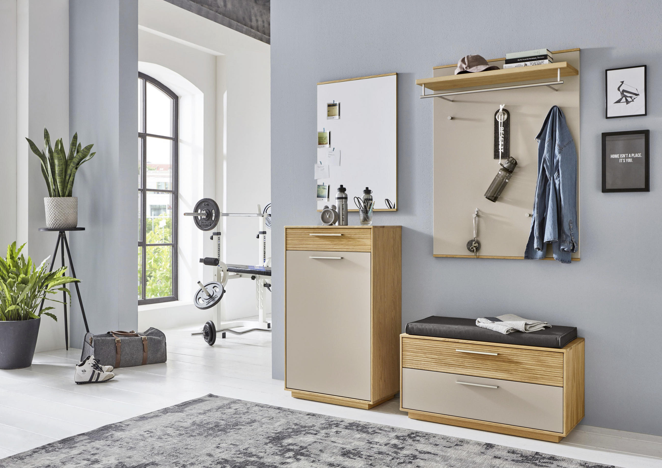 GARDEROBENPANEEL Eiche furniert Taupe, Eichefarben - Taupe/Eichefarben, Design, Holz/Metall (42/183/27cm)
