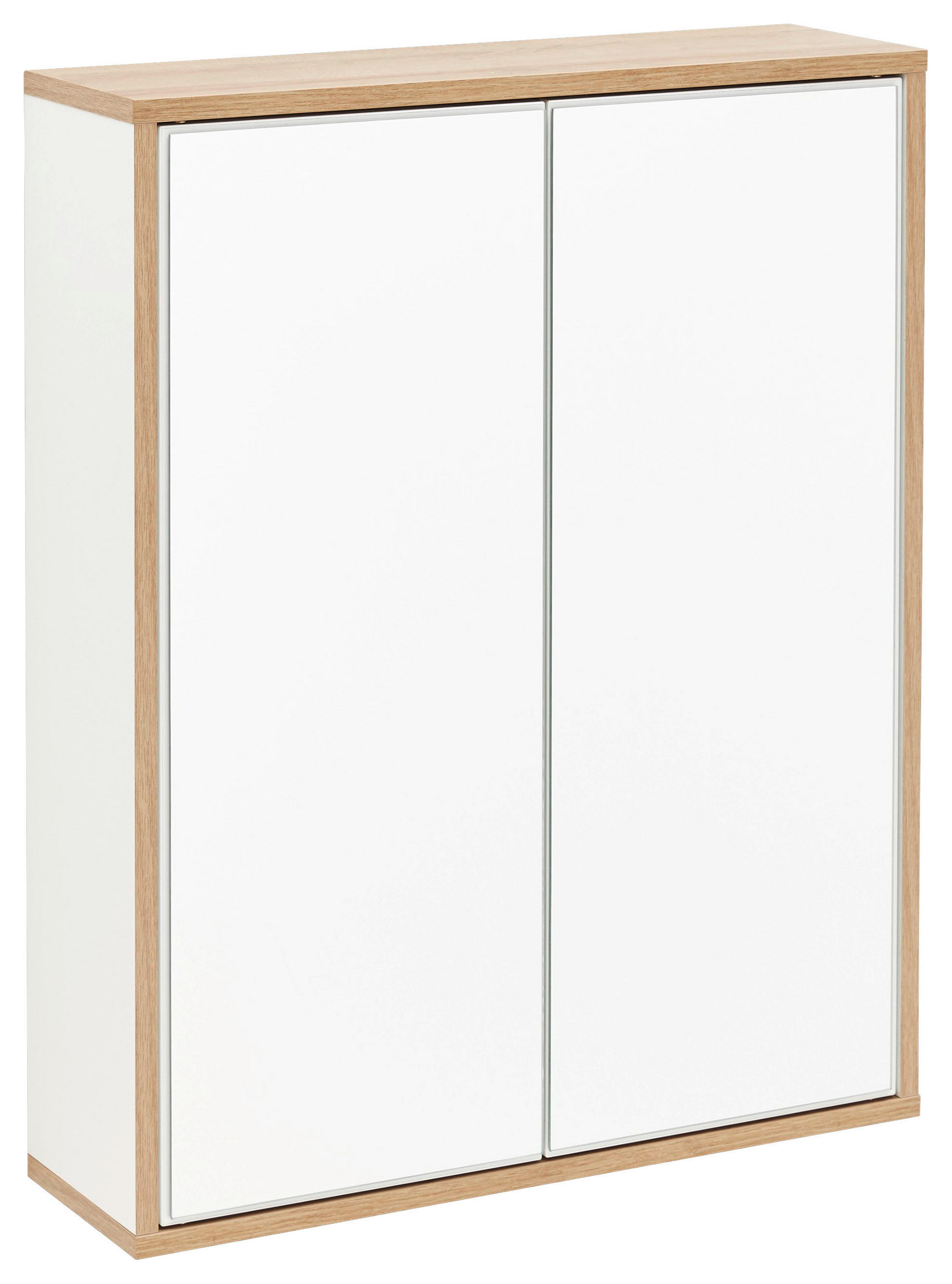 Mid.you Spiegelschrank Weiß, Eiche 60x75x20.1 cm