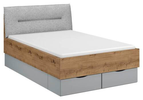 BETT 120/200 cm Grau, Eichefarben  - Eichefarben/Grau, Trend, Textil (120/200cm) - Stylife