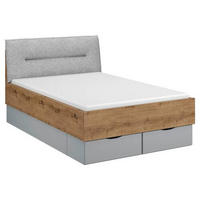 BETT 120/200 cm Grau, Eichefarben  - Eichefarben/Grau, Trend, Textil (120/200cm) - Stylife
