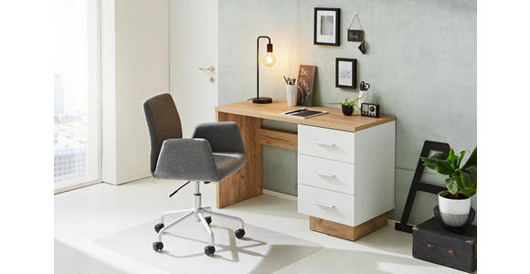 SCHREIBTISCH - Eichefarben/Alufarben, Basics, Holzwerkstoff/Kunststoff (120/75/50cm) - Hom`in