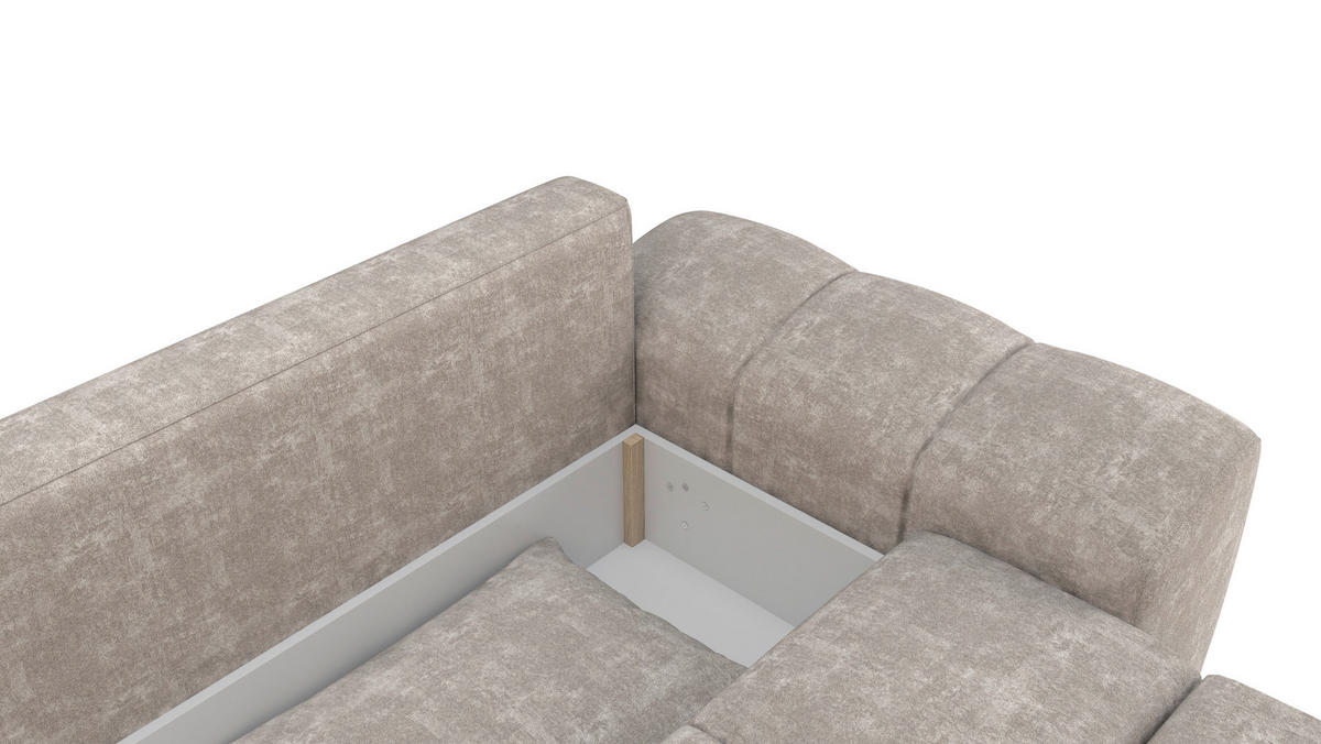 BIGSOFA Chenille Grau  - Schwarz/Grau, KONVENTIONELL, Kunststoff/Textil (266/89/104cm) - Carryhome