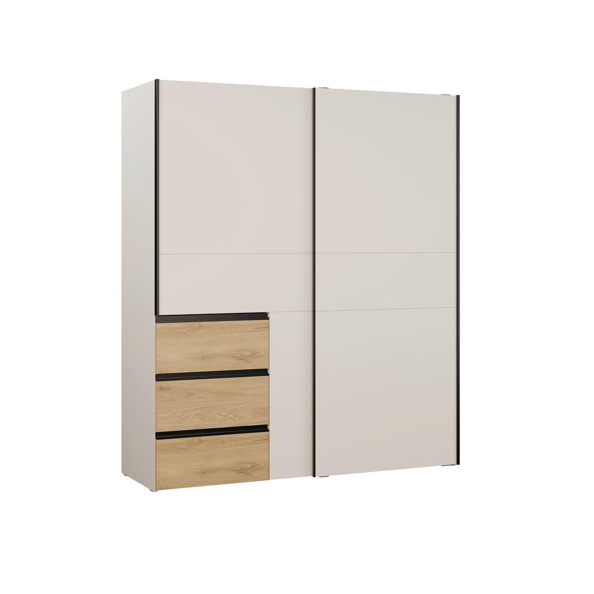 ORMAR S KLIZNIM VRATIMA boje hrasta, boje pijeska   - boje hrasta/boje pijeska, Moderno, drvni materijal/metal (170,3/200,5/61,2cm) - Carryhome