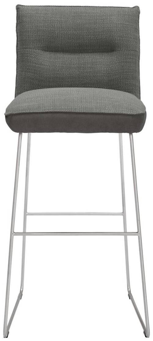 BARHOCKER Flachgewebe Grau, Edelstahlfarben, Hellgrau Stahl Stoffauswahl, Typenauswahl, Gestellauswahl  - Edelstahlfarben/Hellgrau, Design, Textil/Metall (51/107/59cm) - Dieter Knoll
