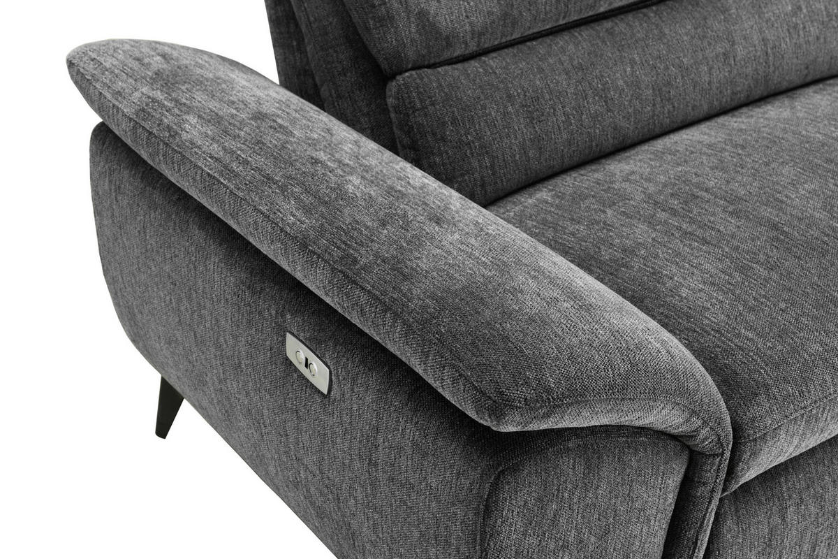 2-SITZER-SOFA in Mikrofaser Dunkelgrau  - Dunkelgrau/Schwarz, Design, Textil/Metall (222cm) - Livetastic