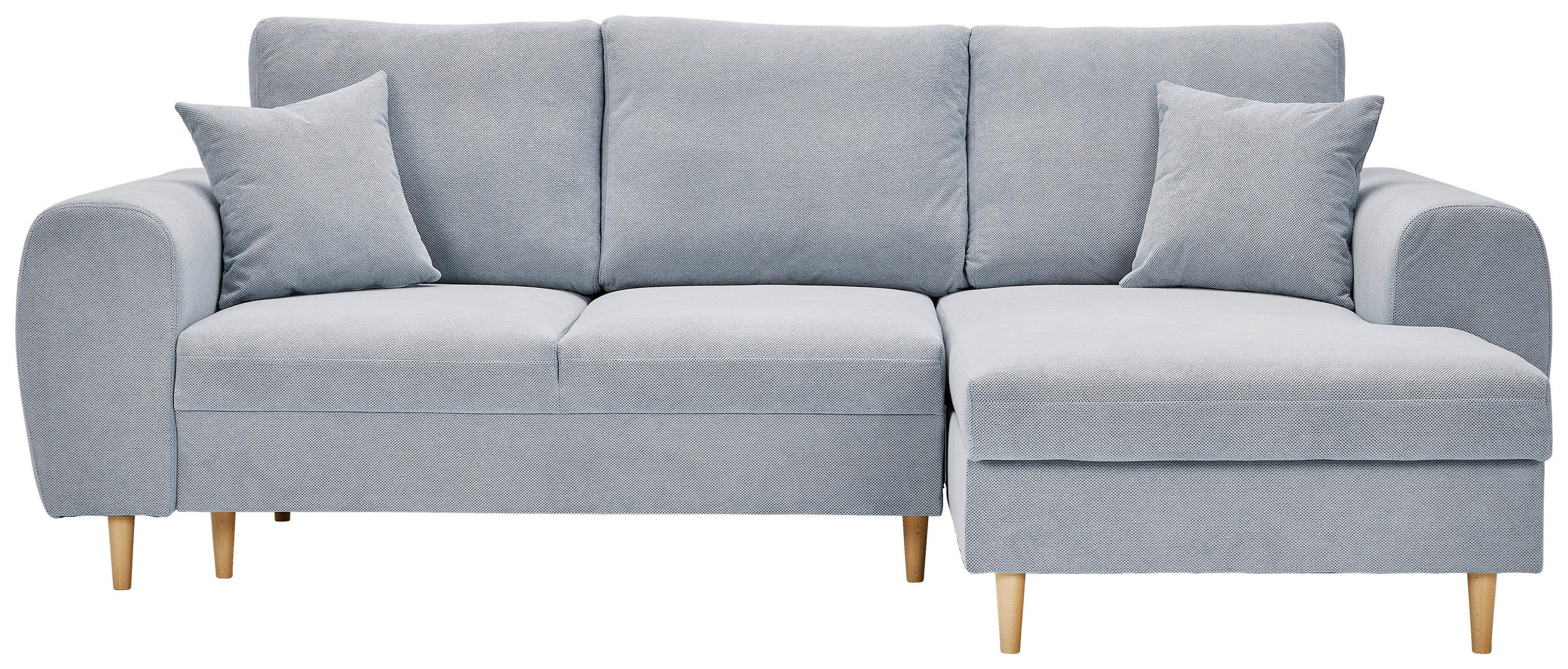 ECKSOFA Hellgrau Webstoff  - Hellgrau/Naturfarben, KONVENTIONELL, Holz/Textil (250/145cm) - Carryhome