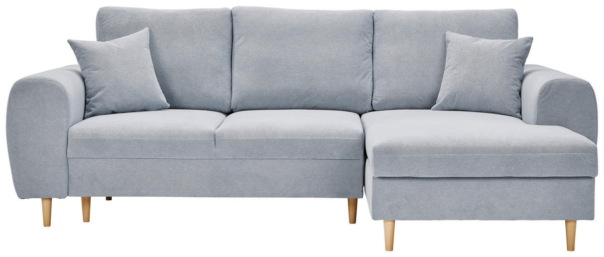 ECKSOFA Hellgrau Webstoff  - Hellgrau/Naturfarben, KONVENTIONELL, Holz/Textil (250/145cm) - Carryhome