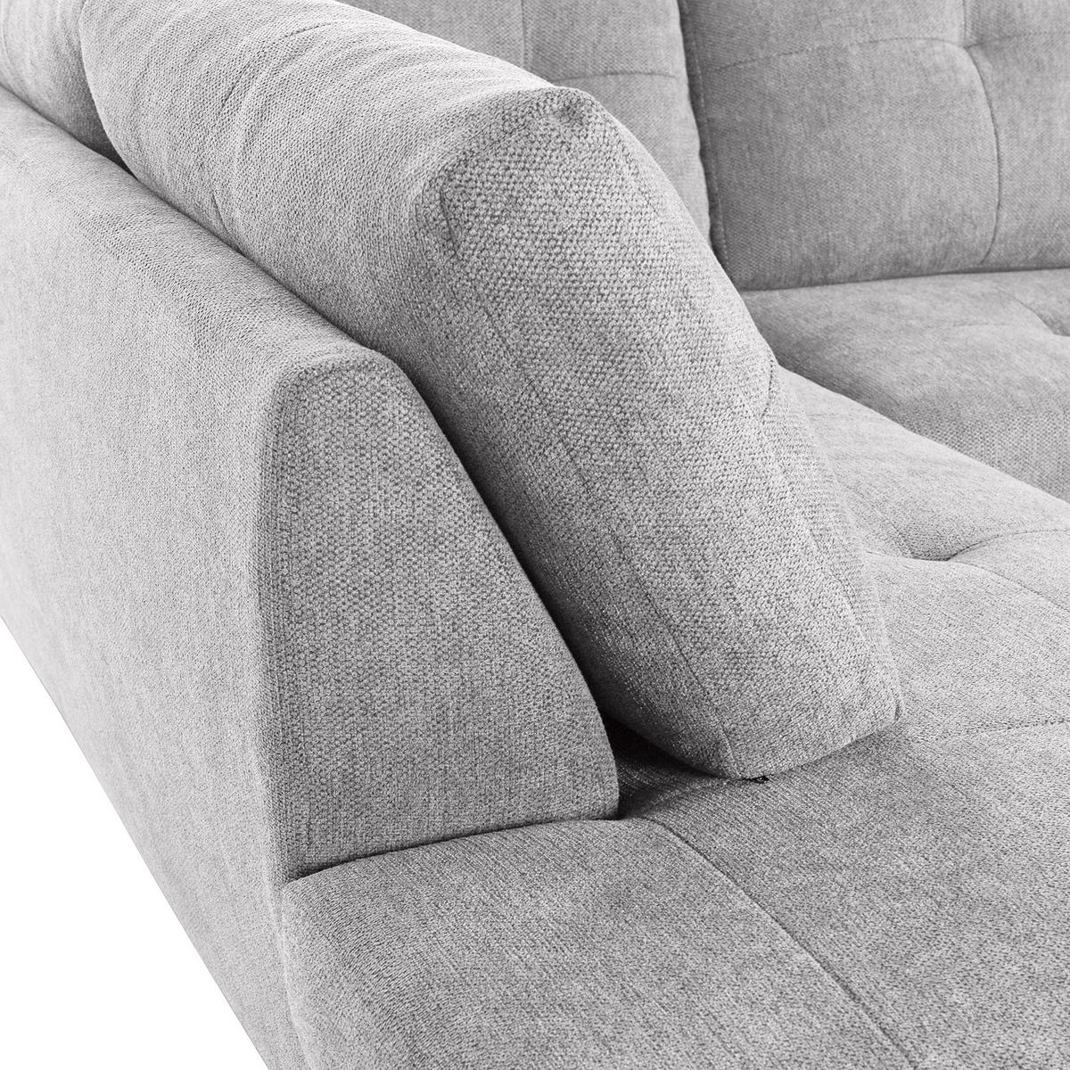 WOHNLANDSCHAFT in Flachgewebe Hellgrau  - Chromfarben/Hellgrau, Konventionell, Kunststoff/Textil (217/338/180cm) - Hom`in