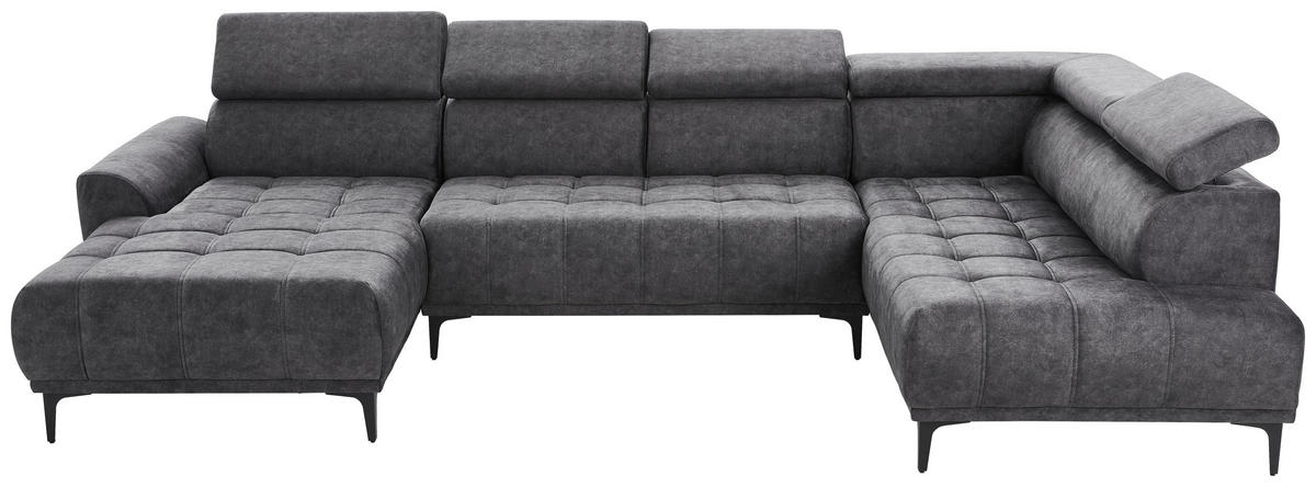 SEDACÍ SOUPRAVA, textil, barvy grafitu - černá/barvy grafitu, Design, kov/textil (172/340/191cm) - Stylife